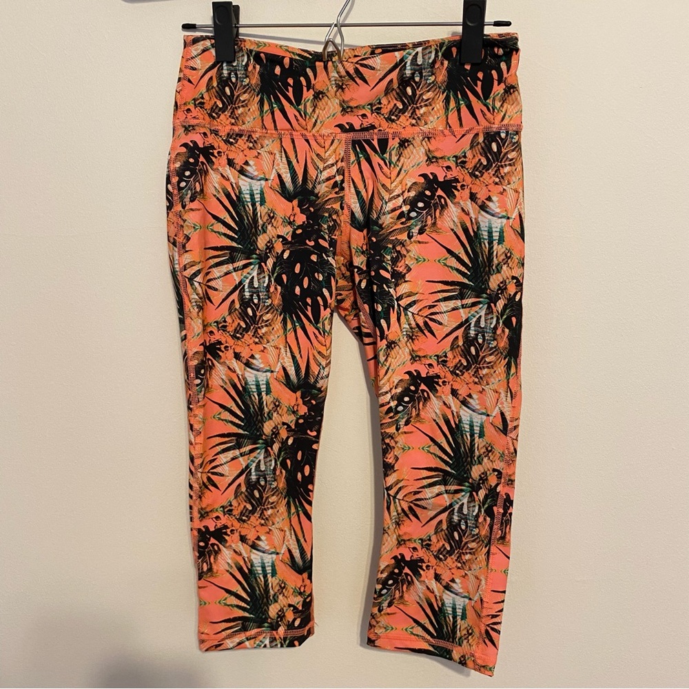 Zella Neon Tropical Print Cropped Leggings